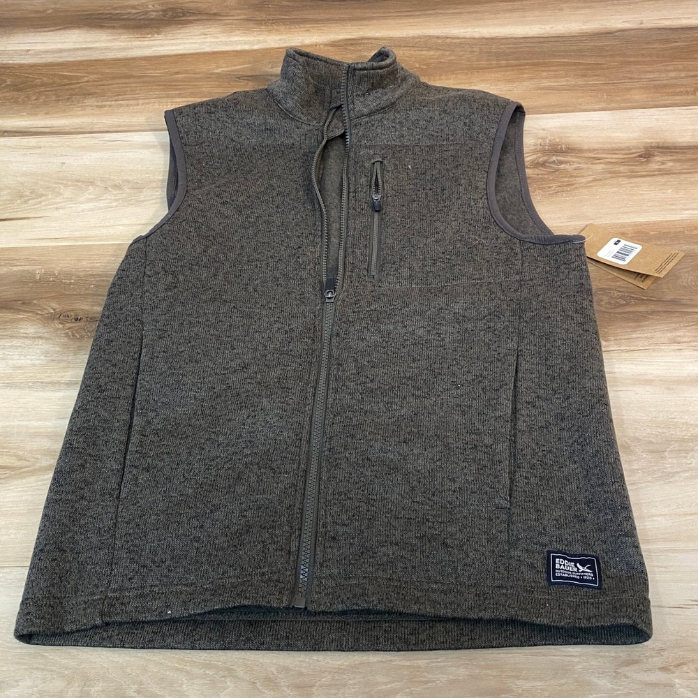 Eddie Bauer Mens Sycamore Vest Brown Sweater Fleece Full Zip Small - Picture 5 of 10